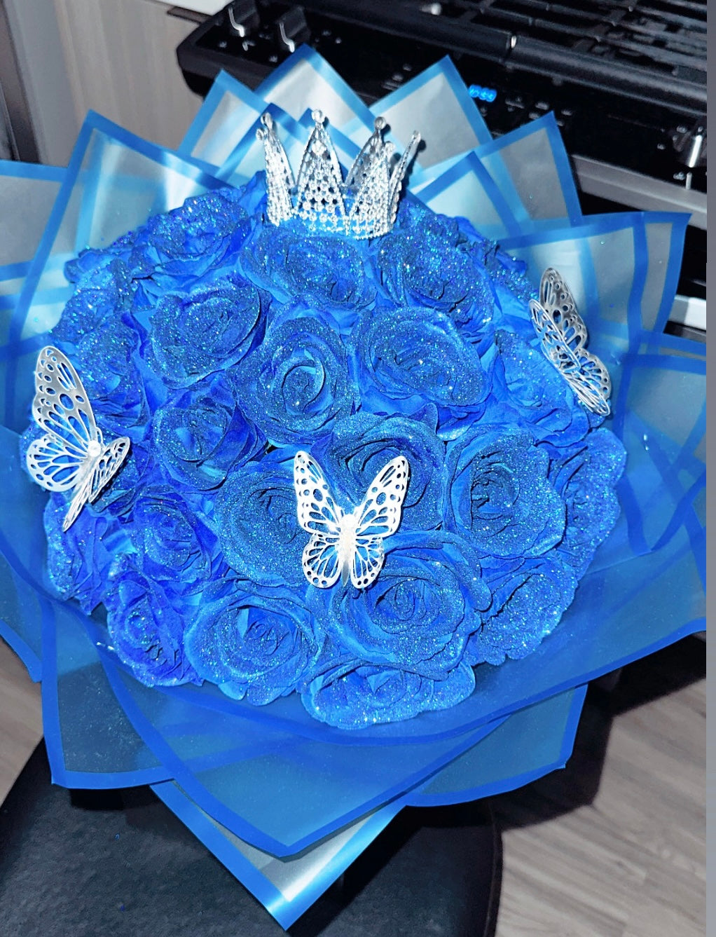 ROYAL BLUE GLITTER BOUQUET